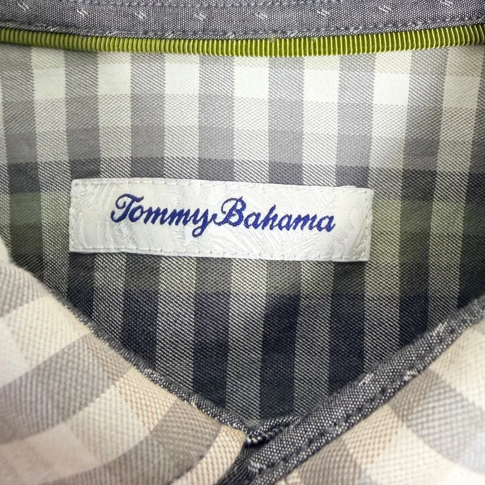Tommy Bahama‎ Mens Large Long Sleeve Button Up Shirt Cotton Silk Blend Striped